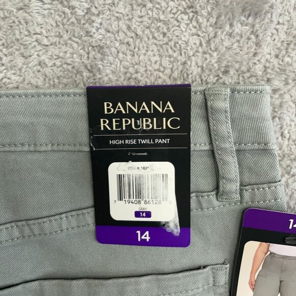 NEW Banana Republic Women's Size 14 High Rise Twill Chino Pants Gray - Picture 7 of 11